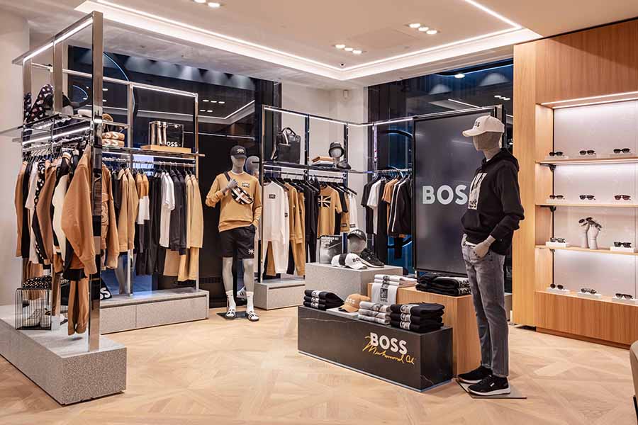 HUGO BOSS, inside retail store, Oxford Street, London