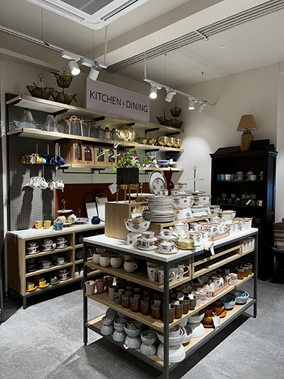 Kitchen and Dining crockeries section  inside Fabindia retail, Banglore