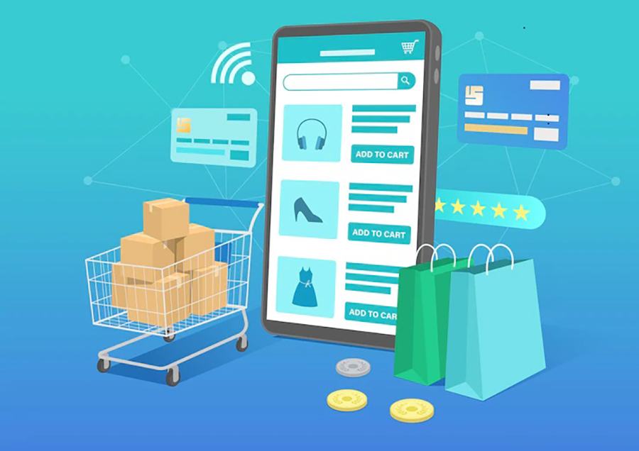 Online shopping mobile app templates concept