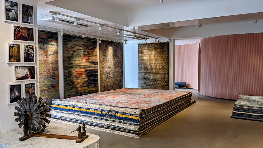 Jaipur rugs stacked on each other, Inside Jaipur retail store