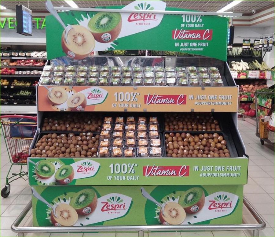 Kiwi fruit display in retail store space