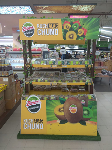 Shelf display of Kiwi, zespri brand