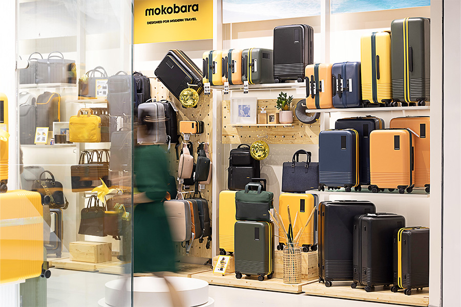 Mokobara store's inside look- Display of suitcases 
