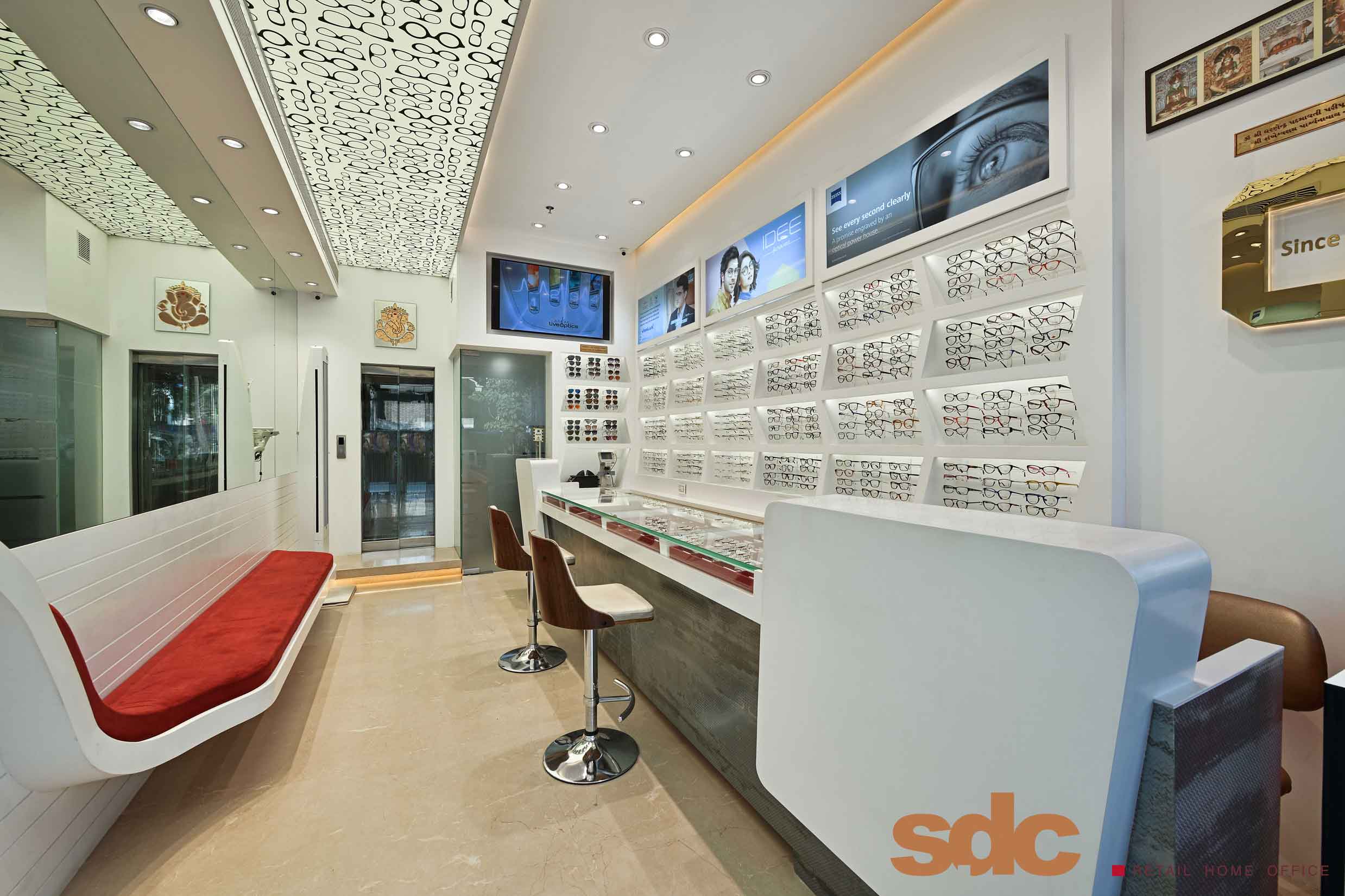 Inside glasses store design look