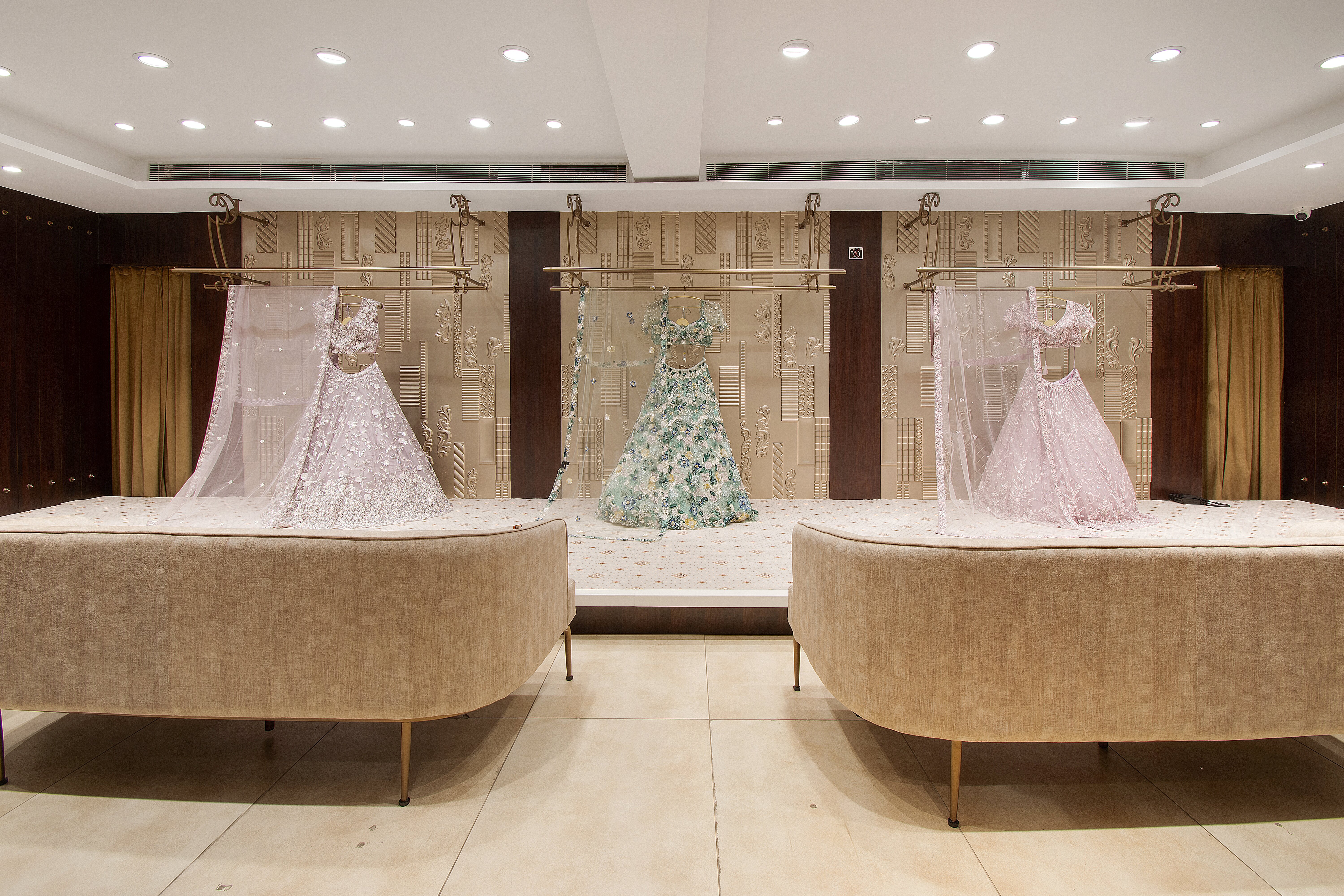 Bridal dresses showcase at store