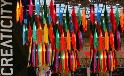 Creaticity creates colour drop fabric chandelier to capture the spirit of rainbow