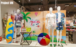 Time to hit the beach, urges this travel inspired window
