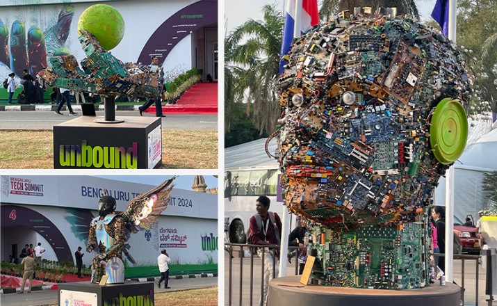 Unique E-waste installations convey the concept @ Bengaluru Tech Summit 2024