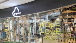 Being Human's window displays 'Love' and 'Hope' in 2021